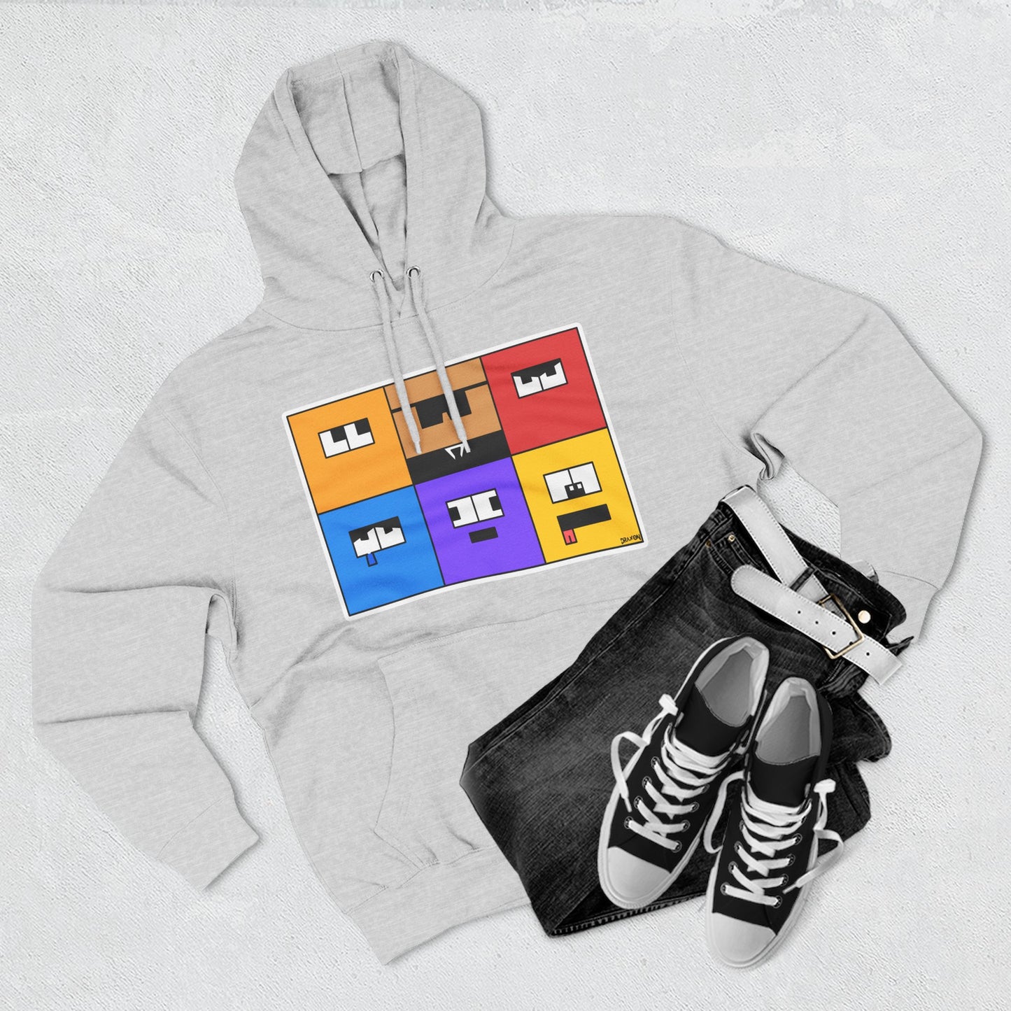 Three-Panel Fleece Hoodie (Emotion Blocks)