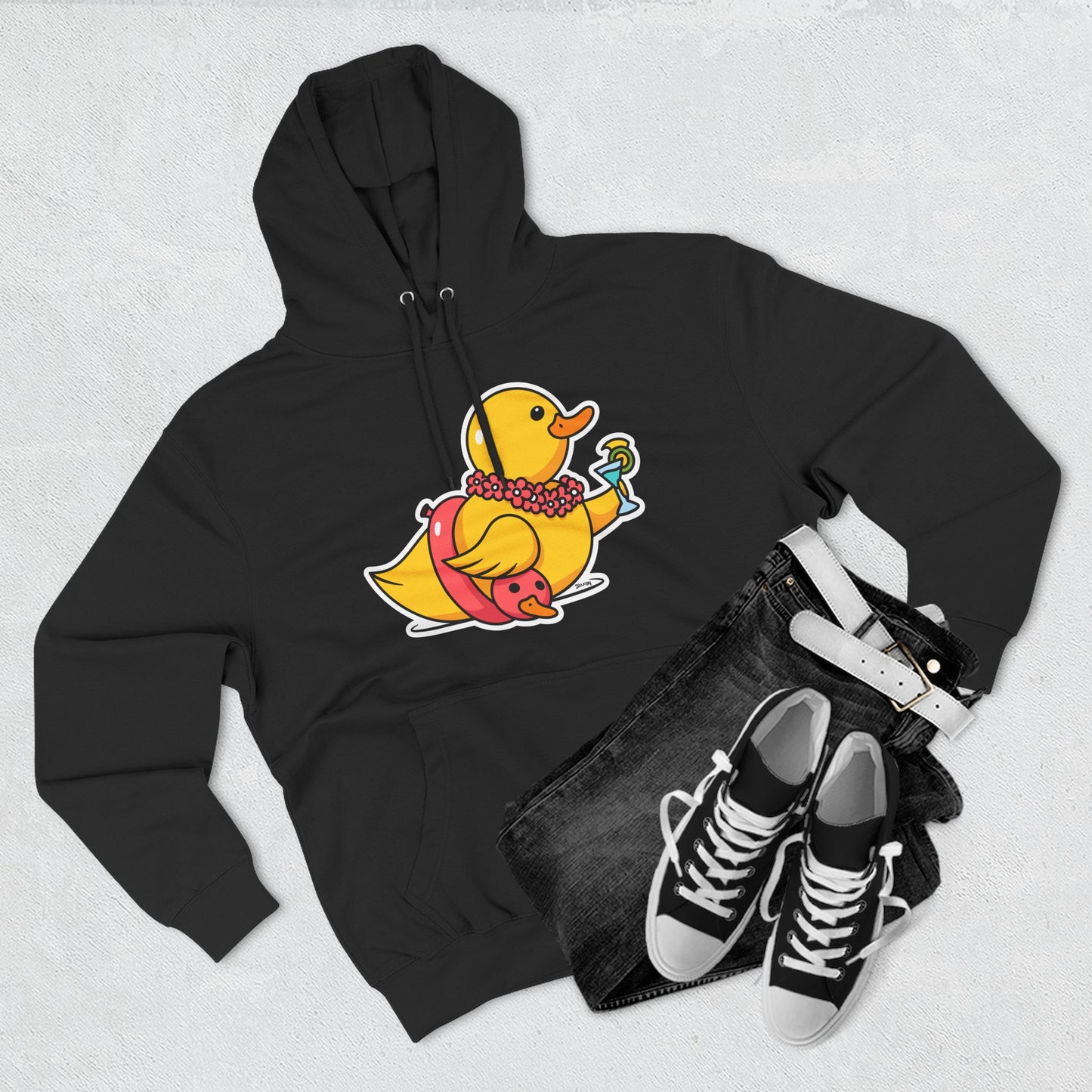 Three-Panel Fleece Hoodie (Tropical Duck)
