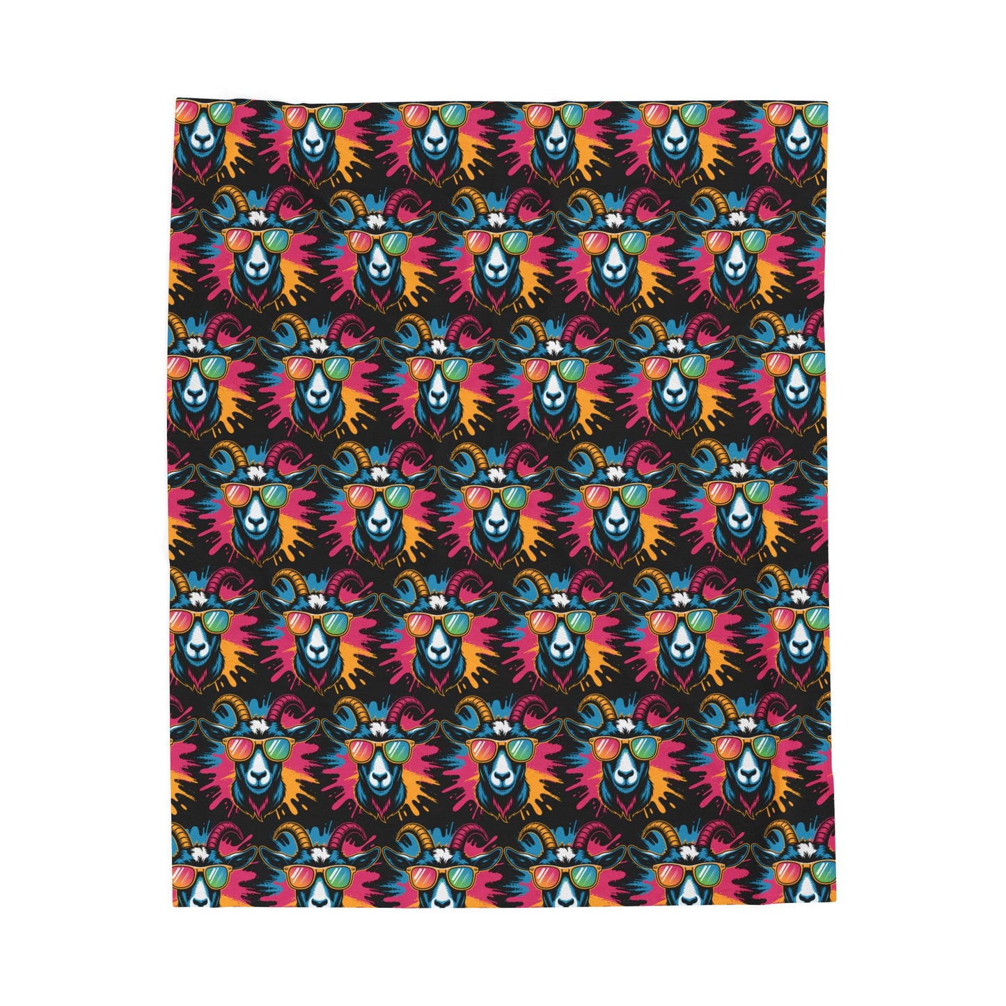 Velveteen Plush Blanket (Colorful Goat)