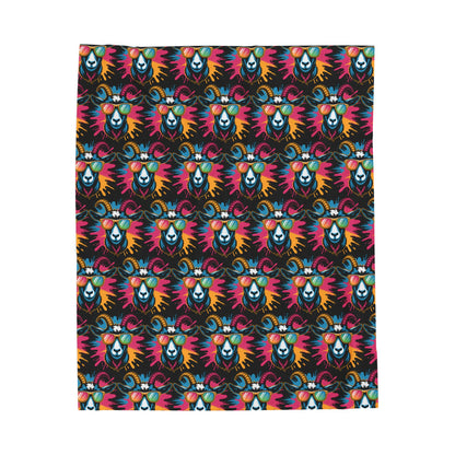 Velveteen Plush Blanket (Colorful Goat)