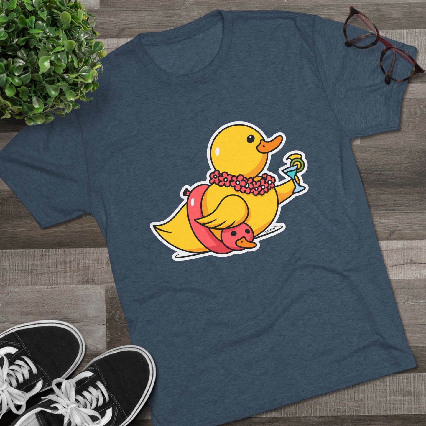 Unisex Tri-Blend Crew Tee (Tropical Duck)