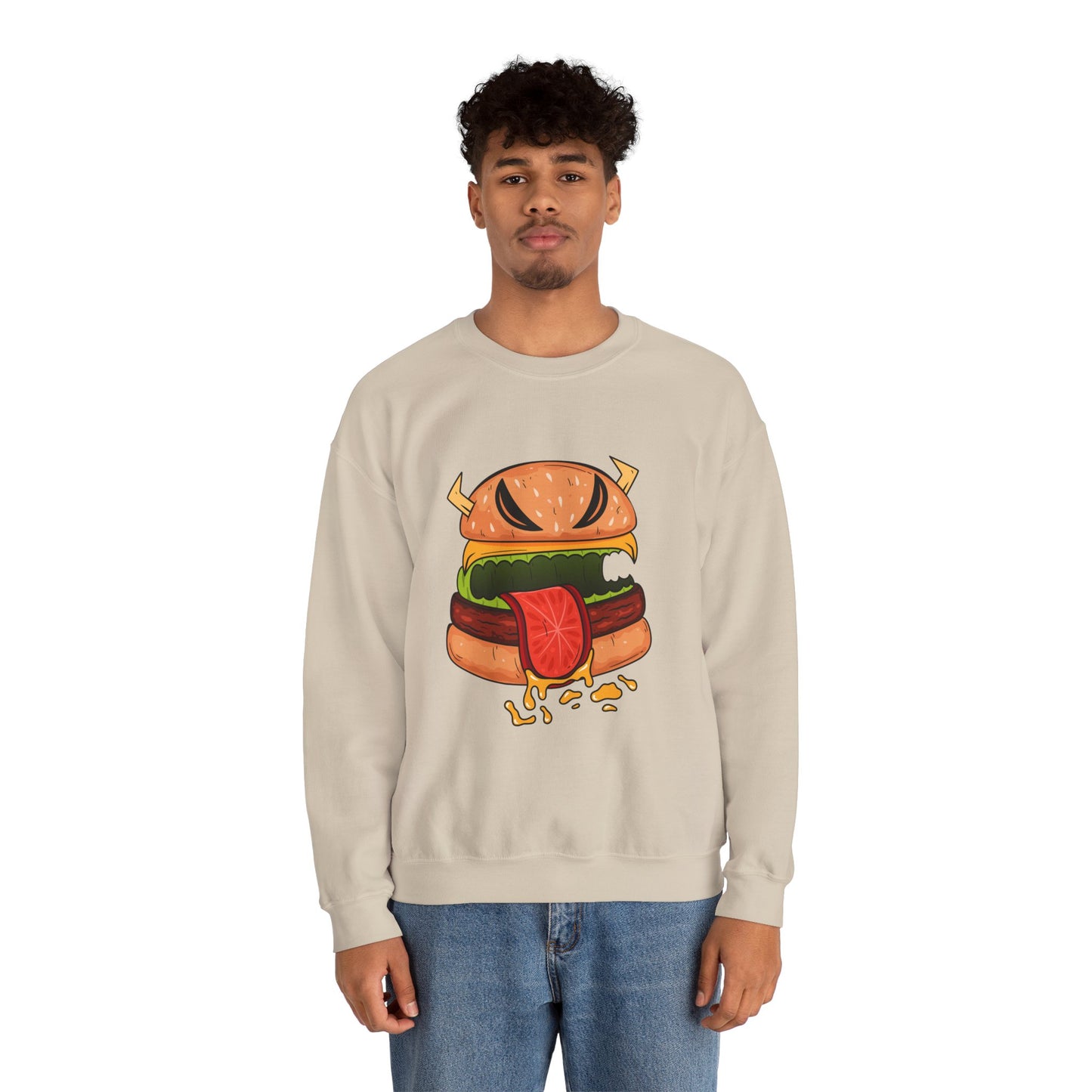 Unisex Heavy Blend™ Crewneck Sweatshirt (Cheeseburger Monster)