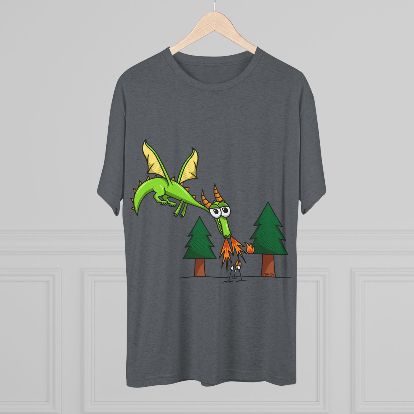 Unisex Tri-Blend Crew Tee (Flaming Dragon)