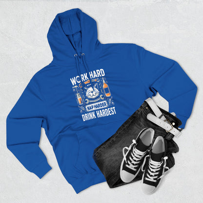 Three-Panel Fleece Hoodie (Work, Nap & Drink Hard)