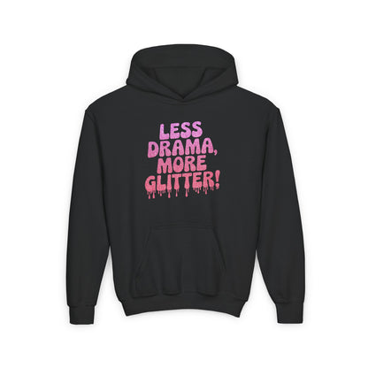 Youth Heavy Blend Hooded Sweatshirt (Less Drama, More Glitter)