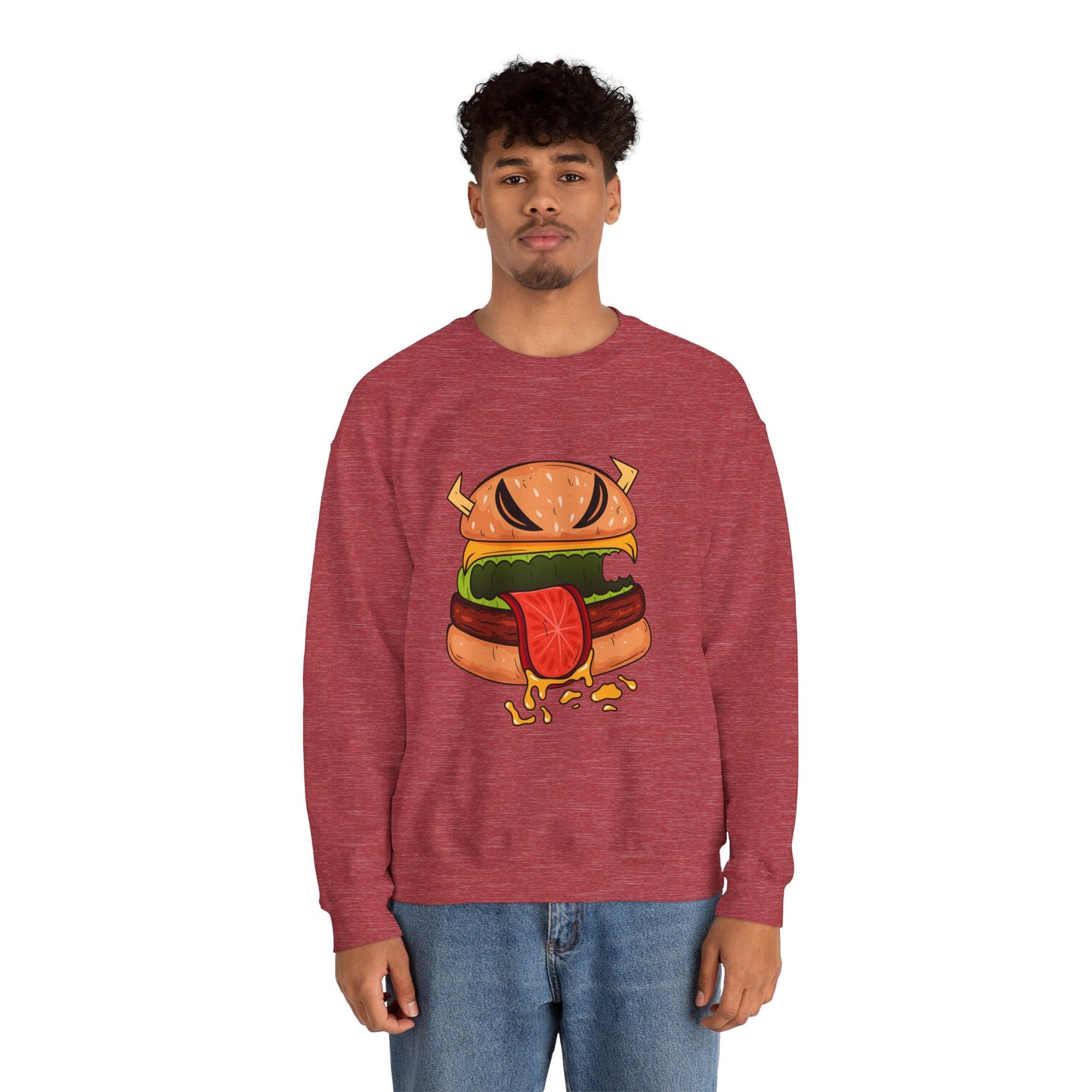 Unisex Heavy Blend™ Crewneck Sweatshirt (Cheeseburger Monster)