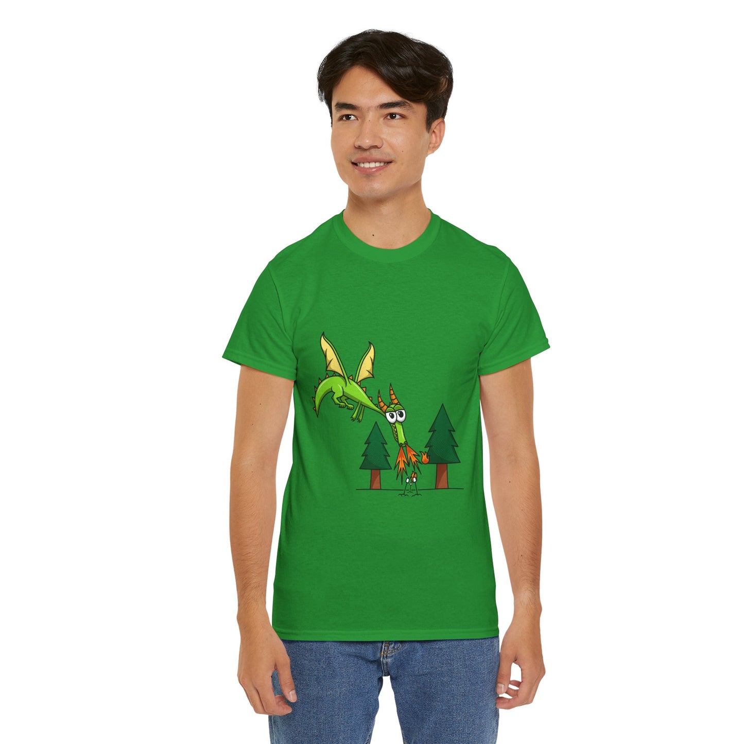 Unisex Heavy Cotton Tee (Flaming Dragon)