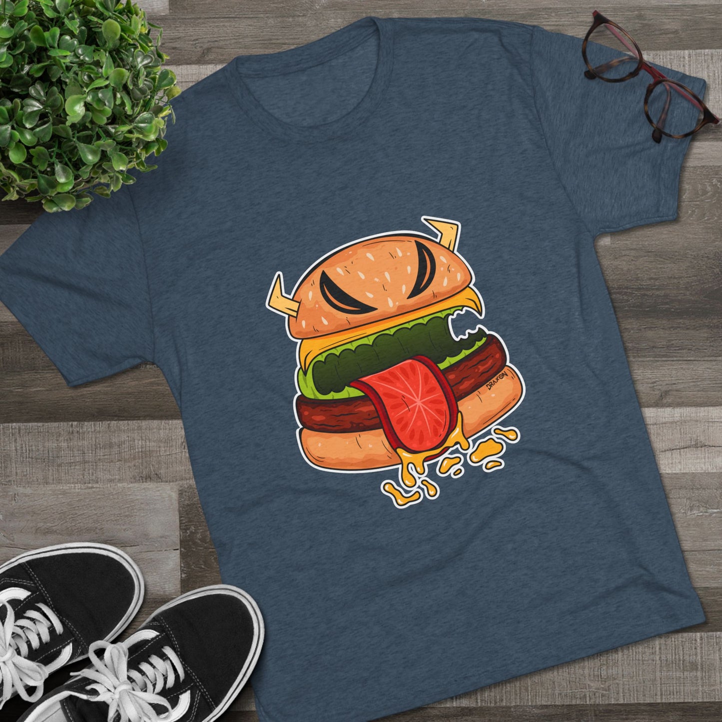 Unisex Tri-Blend Crew Tee (Cheeseburger Monster)