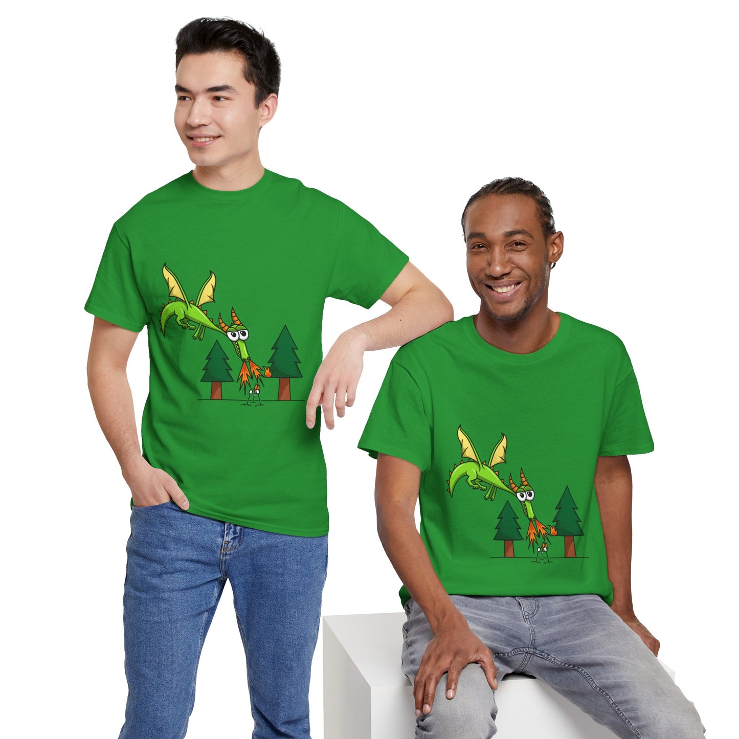 Unisex Heavy Cotton Tee (Flaming Dragon)