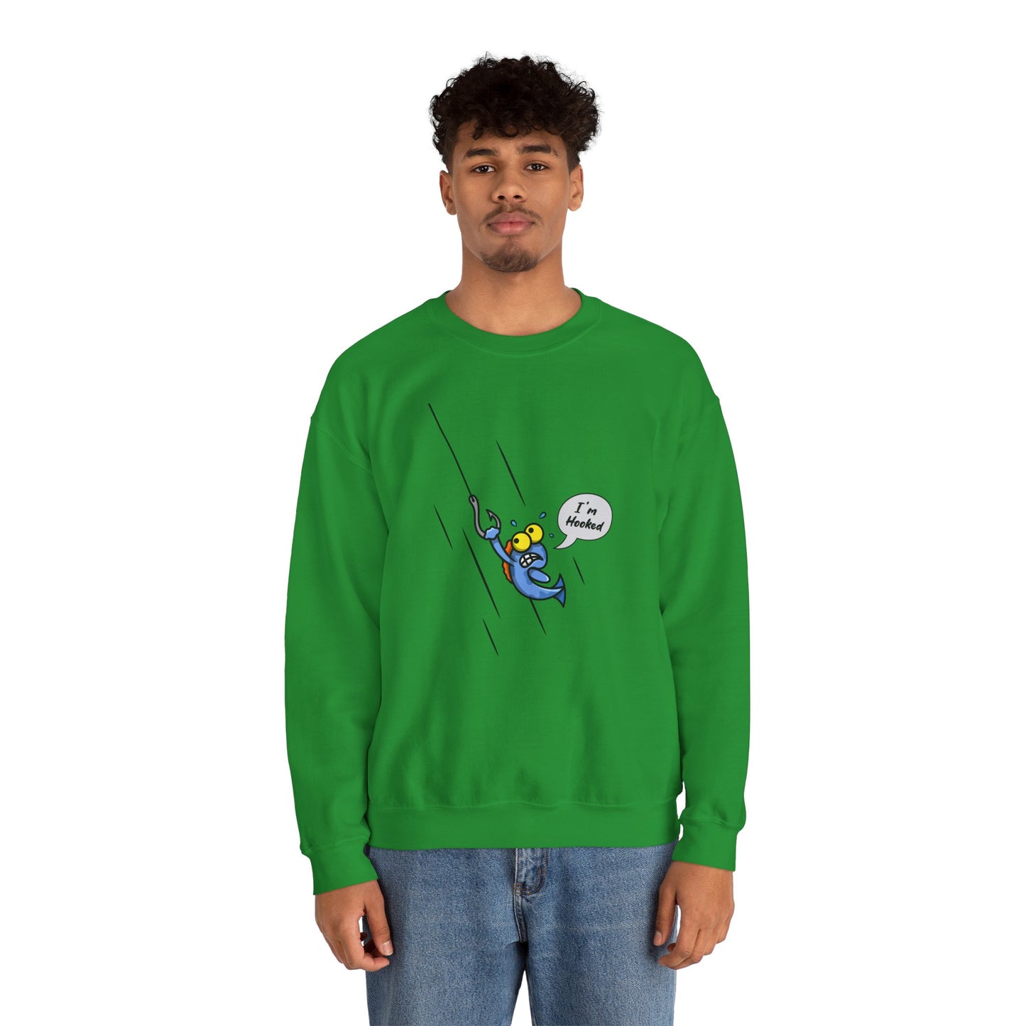 Unisex Heavy Blend™ Crewneck Sweatshirt (Fishing Hooked)