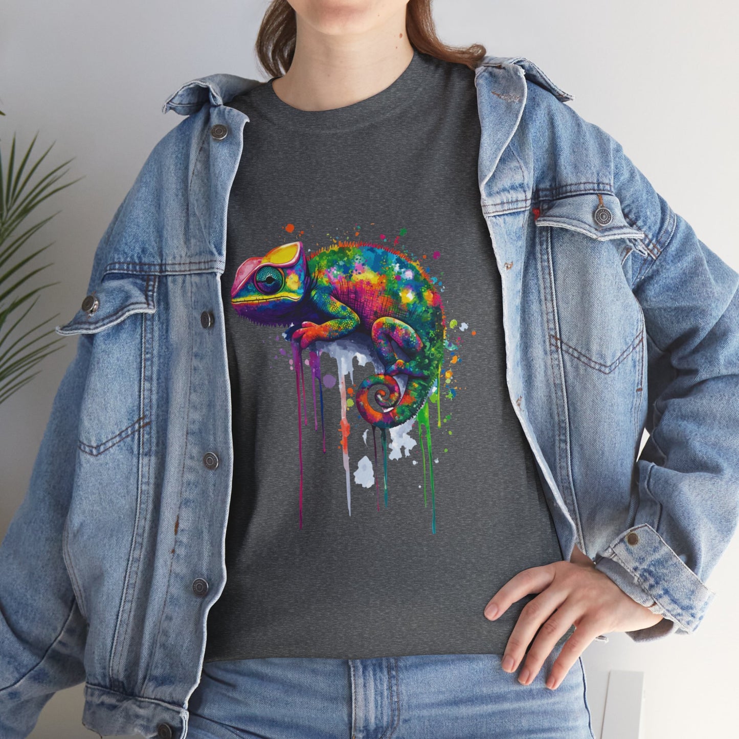 Unisex Heavy Cotton Tee (Realistic Chameleon)