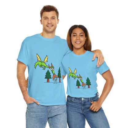 Unisex Heavy Cotton Tee (Flaming Dragon)