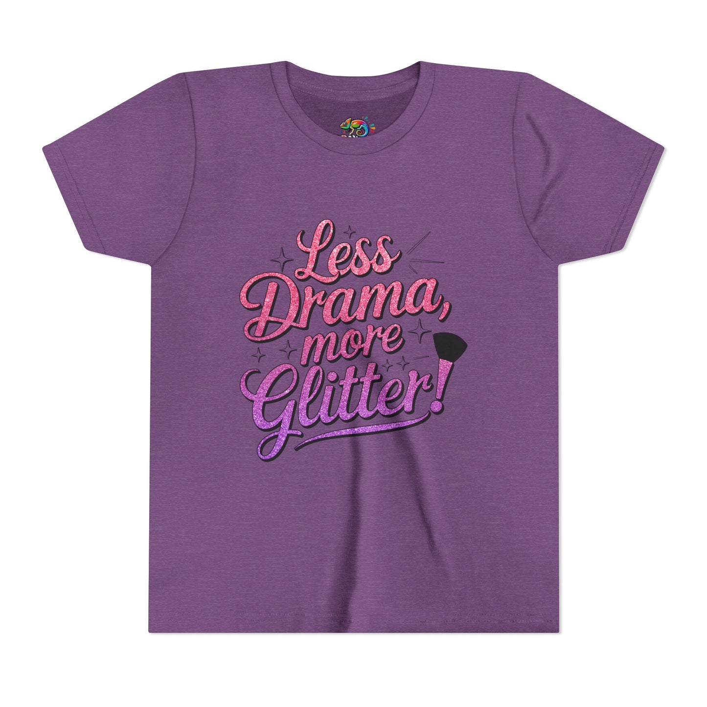 Youth Short Sleeve Tee (Less Drama, More Glitter) Fun T-shirt for Kids