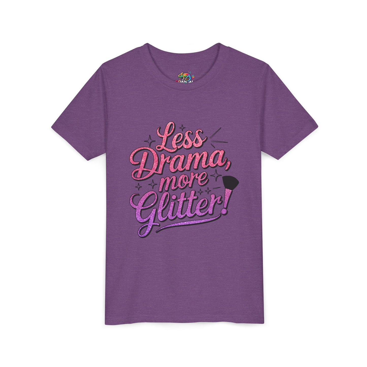 Youth Short Sleeve Tee (Less Drama, More Glitter) Fun T-shirt for Kids