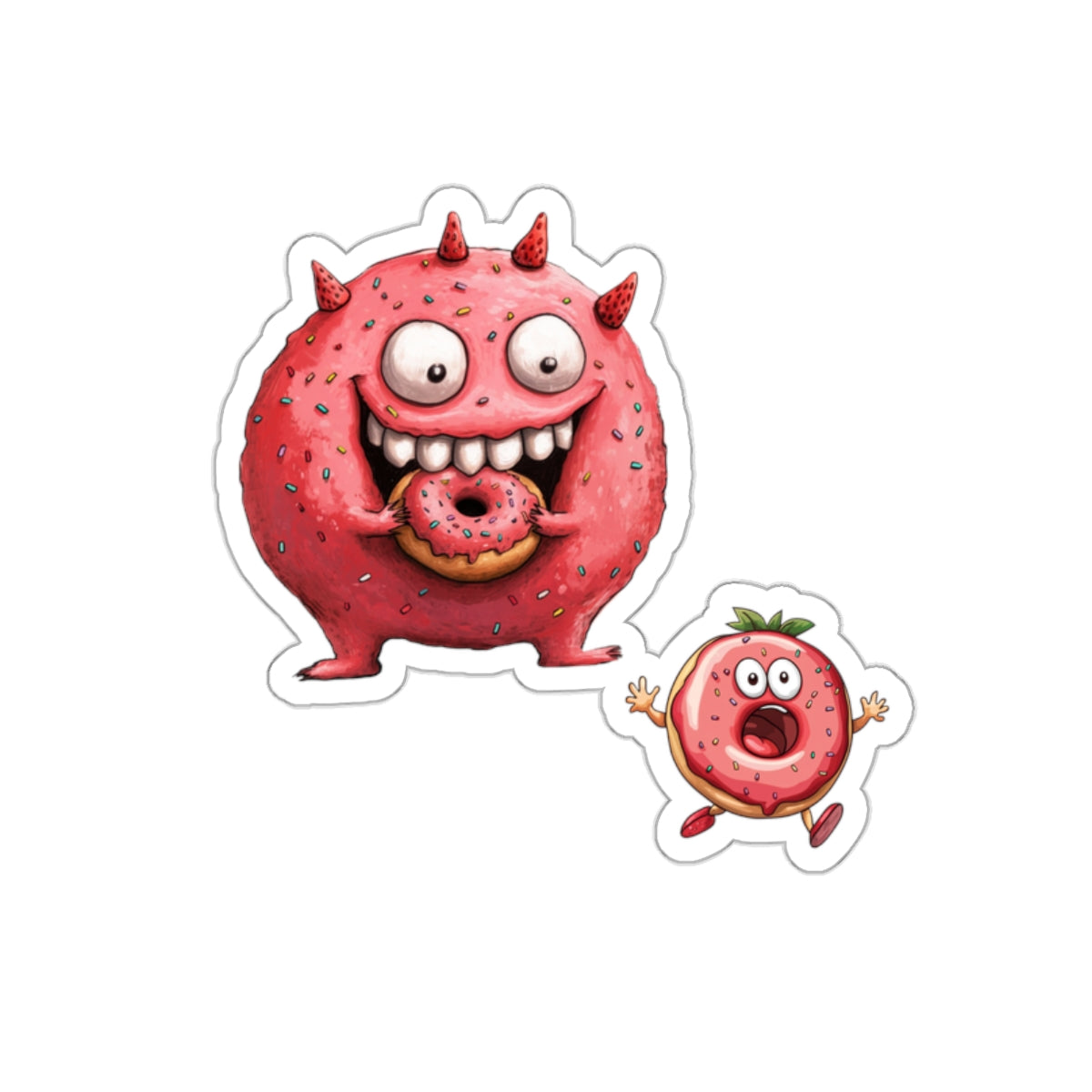 Die-Cut Stickers | Vibrant Art for Personalization (Donut Monster eating Donut)