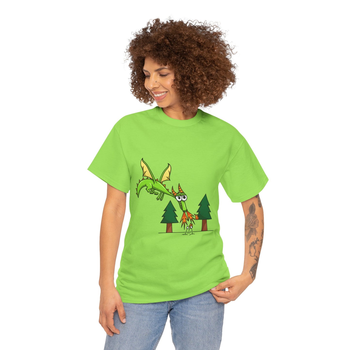 Unisex Heavy Cotton Tee (Flaming Dragon)