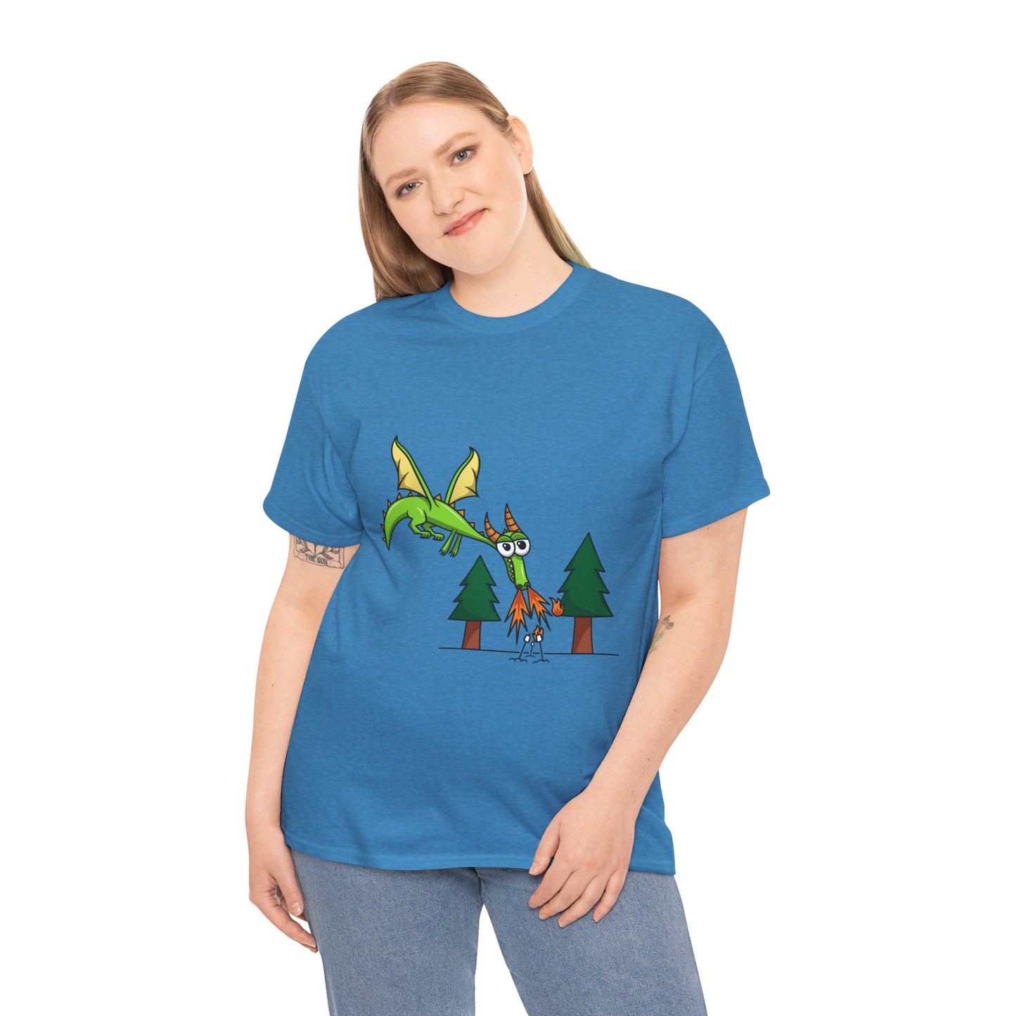 Unisex Heavy Cotton Tee (Flaming Dragon)