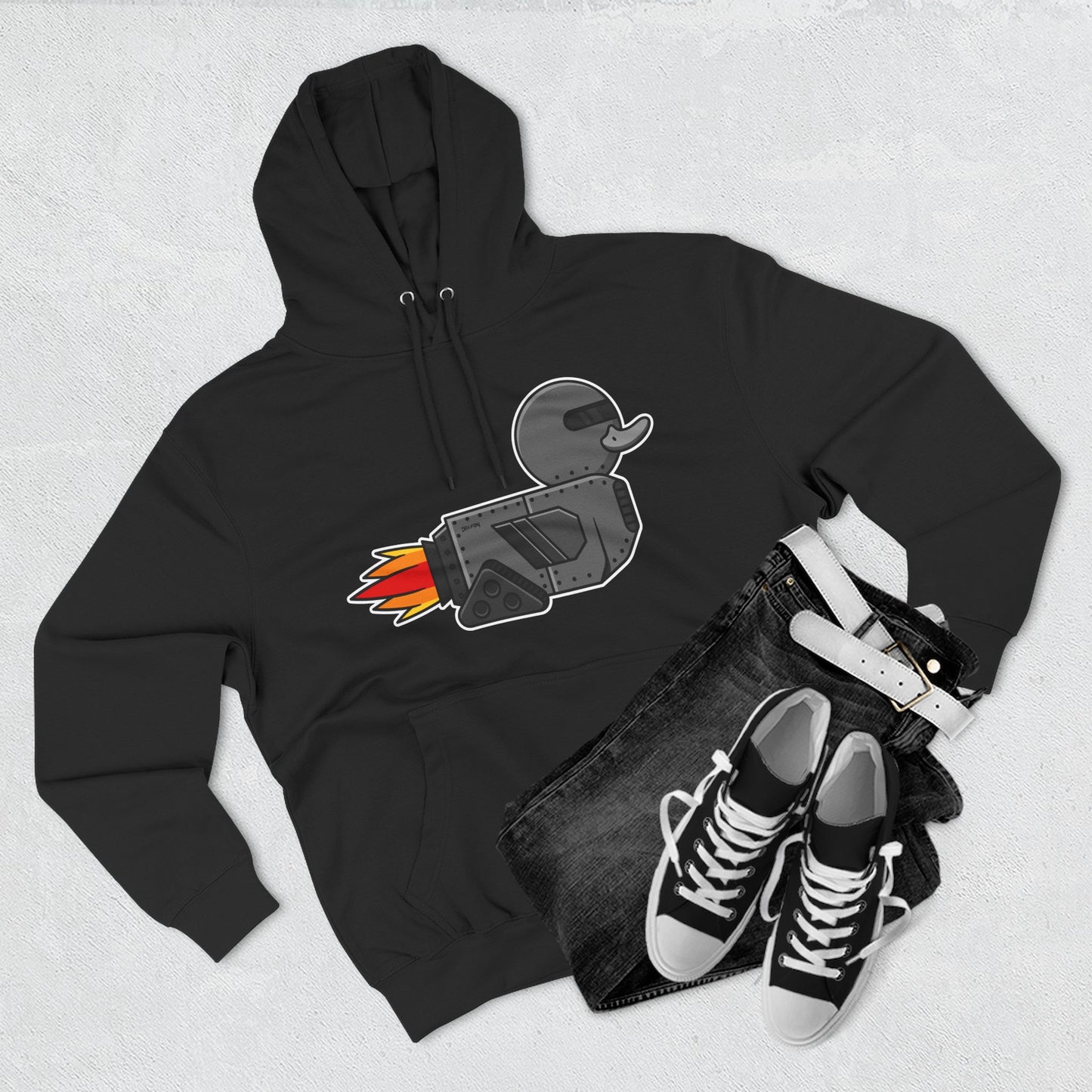 Three-Panel Fleece Hoodie (Robot Duck)