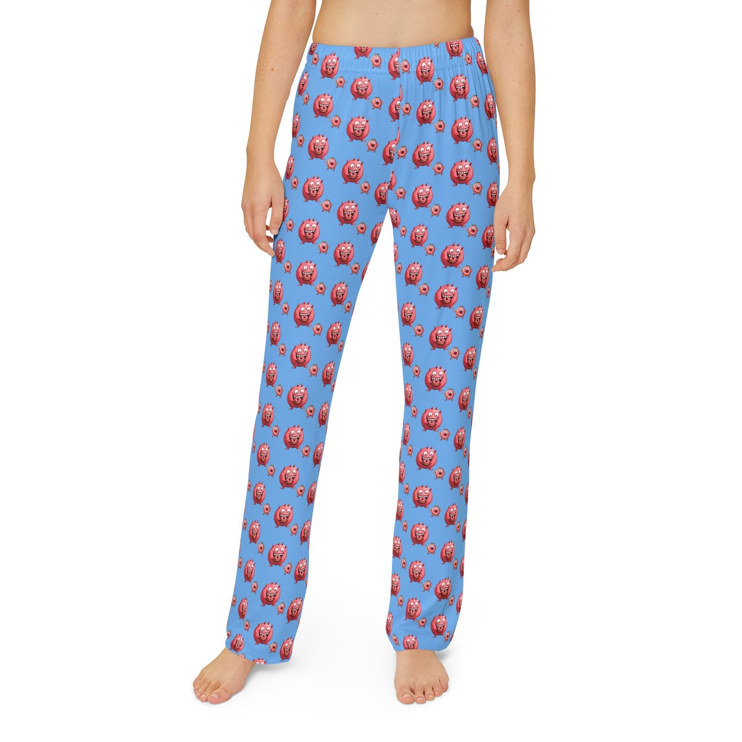 Kids Lounge Pants -AOP Light Blue (Donut Monster eating Donut)