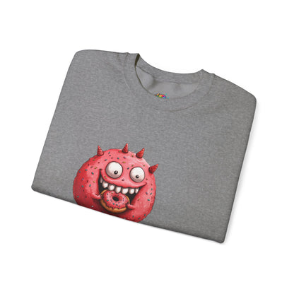 Unisex Heavy Blend™ Crewneck Sweatshirt (Donut Monster eating Donut)