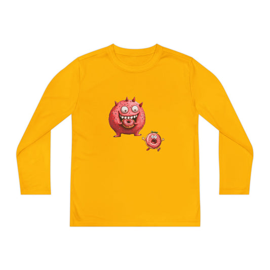 Youth Long Sleeve Competitor Tee (Donut Monster eating Donut)