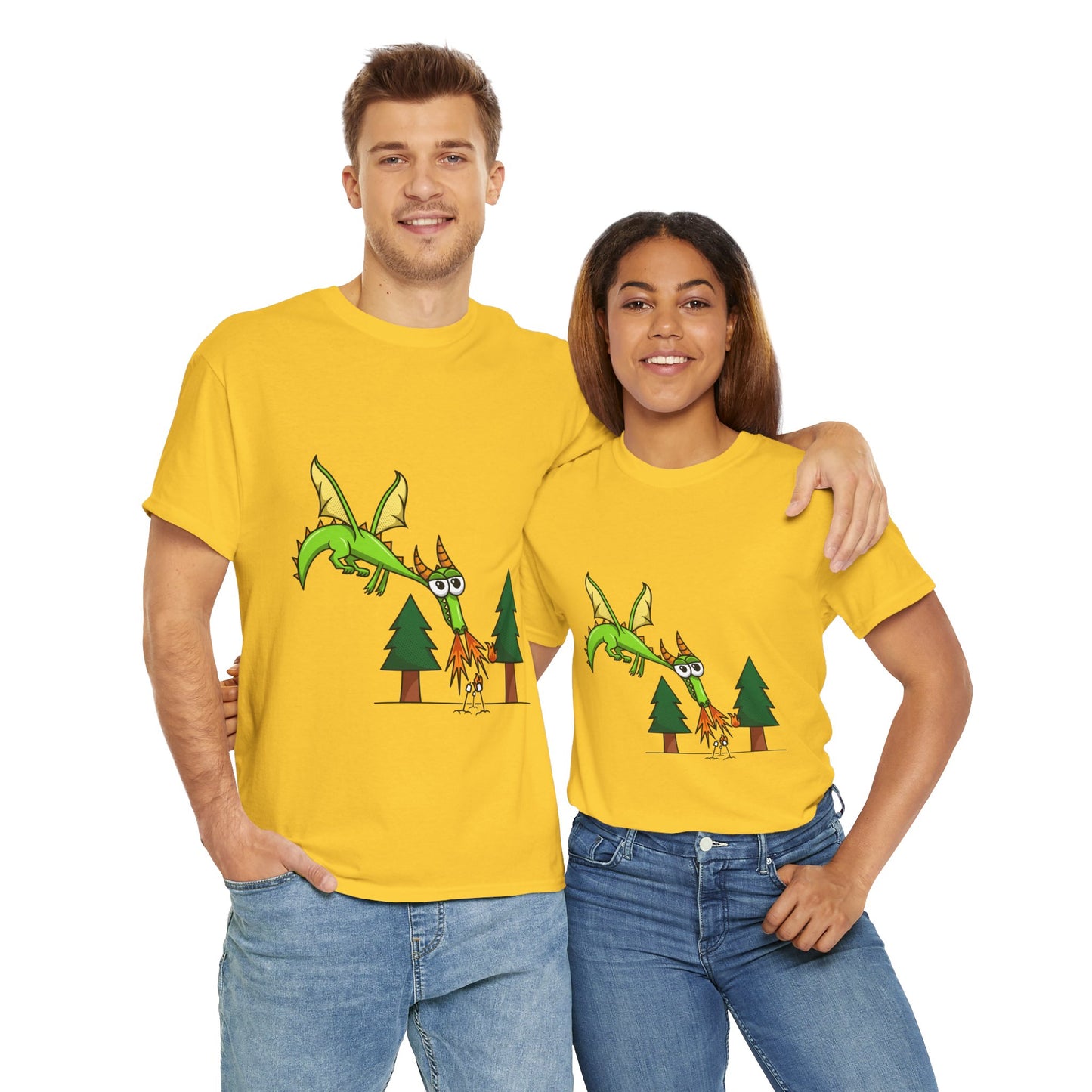 Unisex Heavy Cotton Tee (Flaming Dragon)