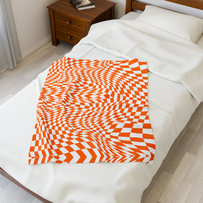 Velveteen Plush Blanket (Orange Pixels)