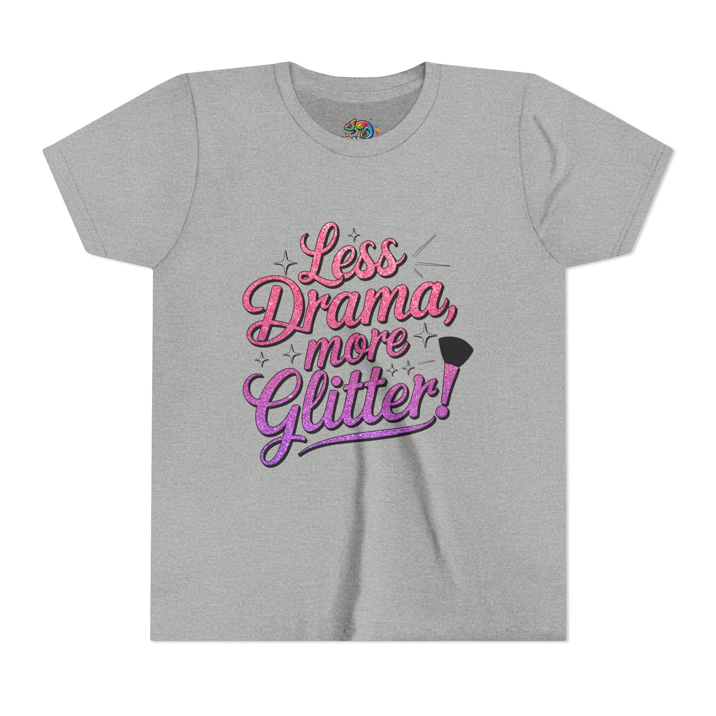 Youth Short Sleeve Tee (Less Drama, More Glitter) Fun T-shirt for Kids