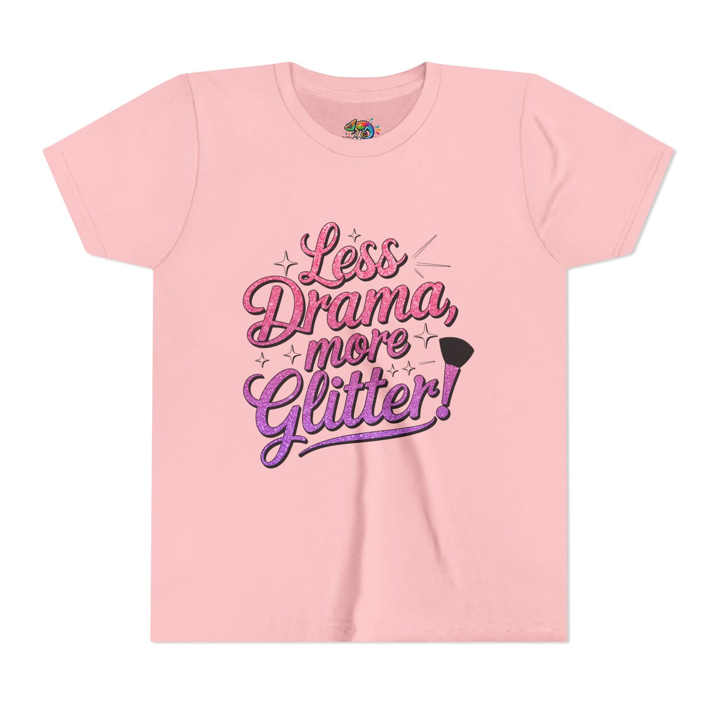 Youth Short Sleeve Tee (Less Drama, More Glitter) Fun T-shirt for Kids