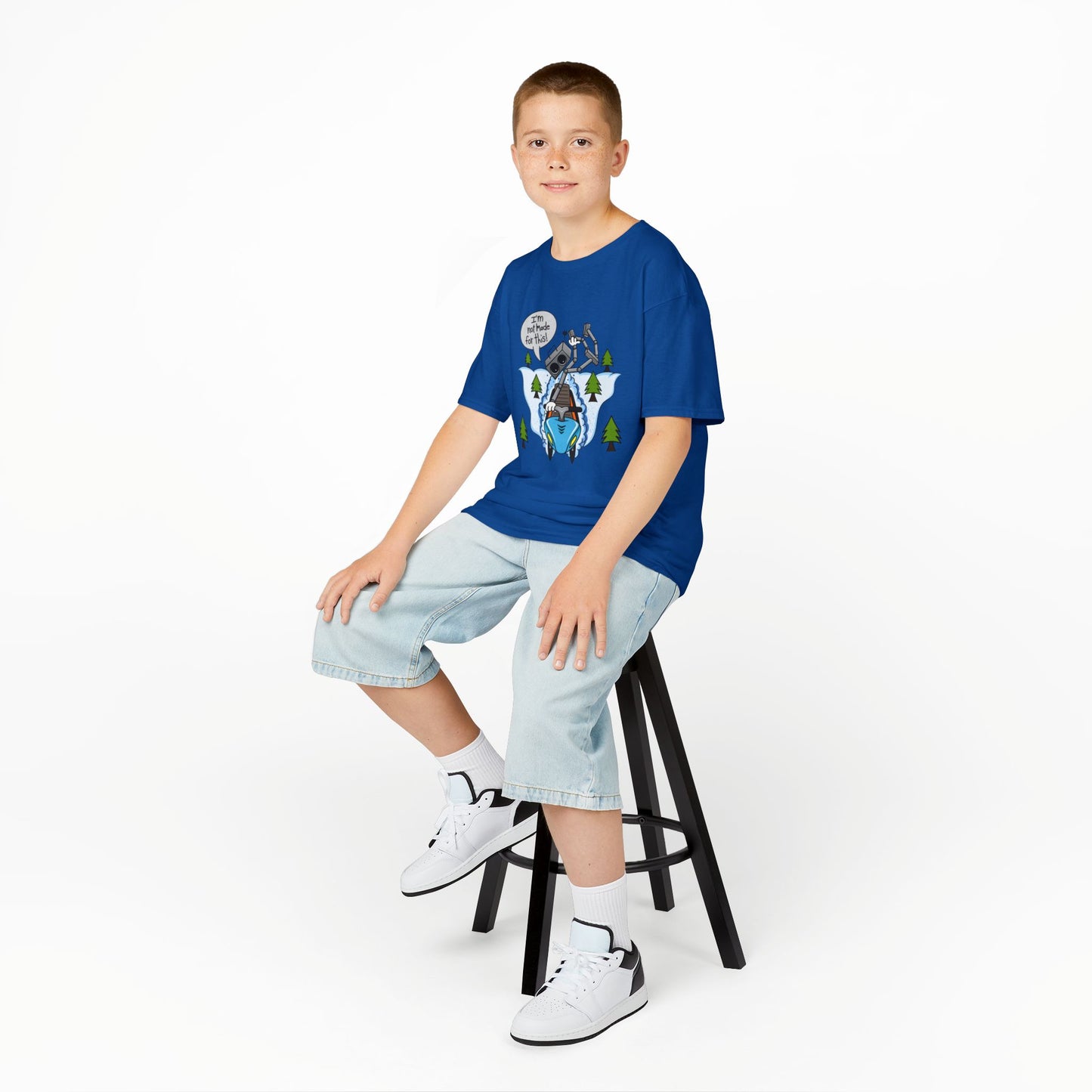 Kids Heavy Cotton T-Shirt (I'm not made for this - Snowmobiler)