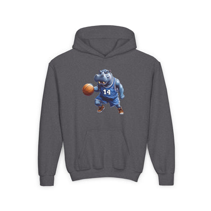 Youth Heavy Blend Hooded Sweatshirt (Hippo Baller)