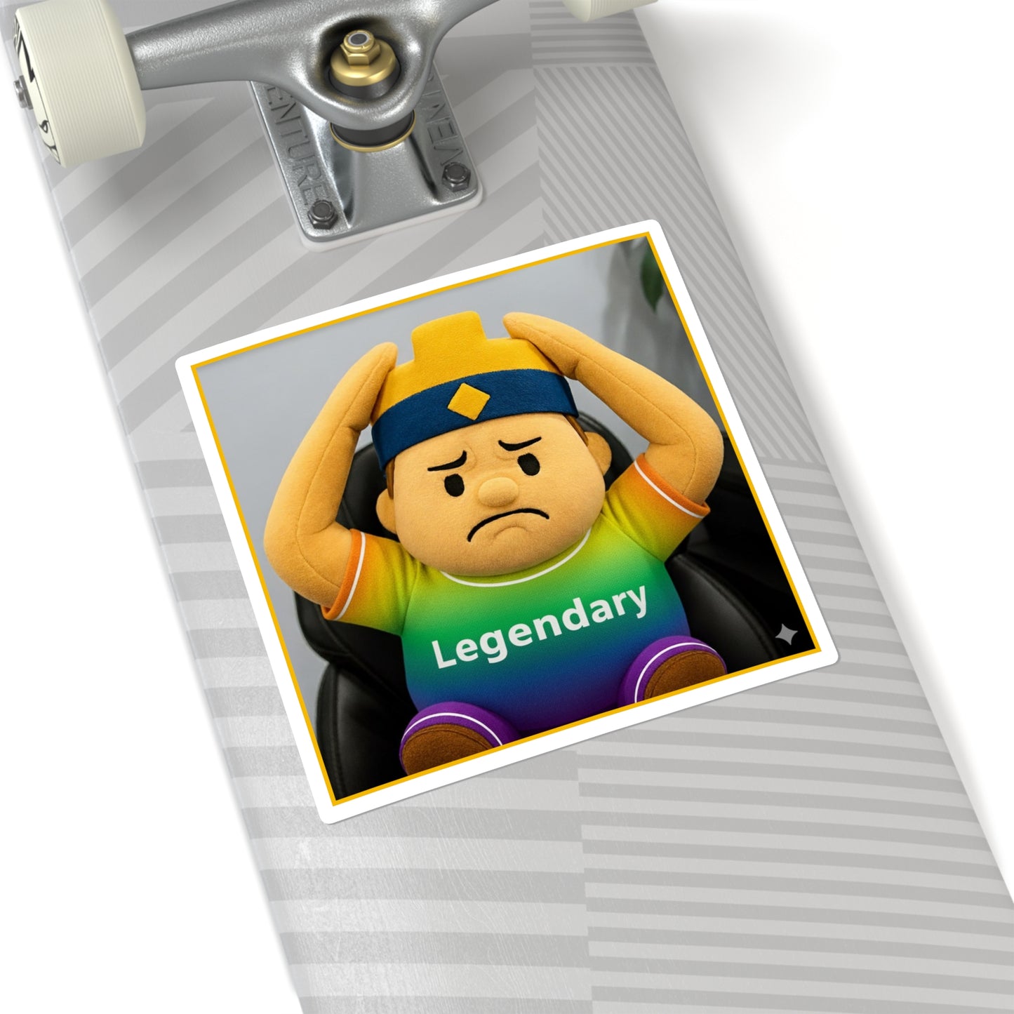 Legendary Plush Character Sticker — Square Vinyl Laptop Decal (CLASH)