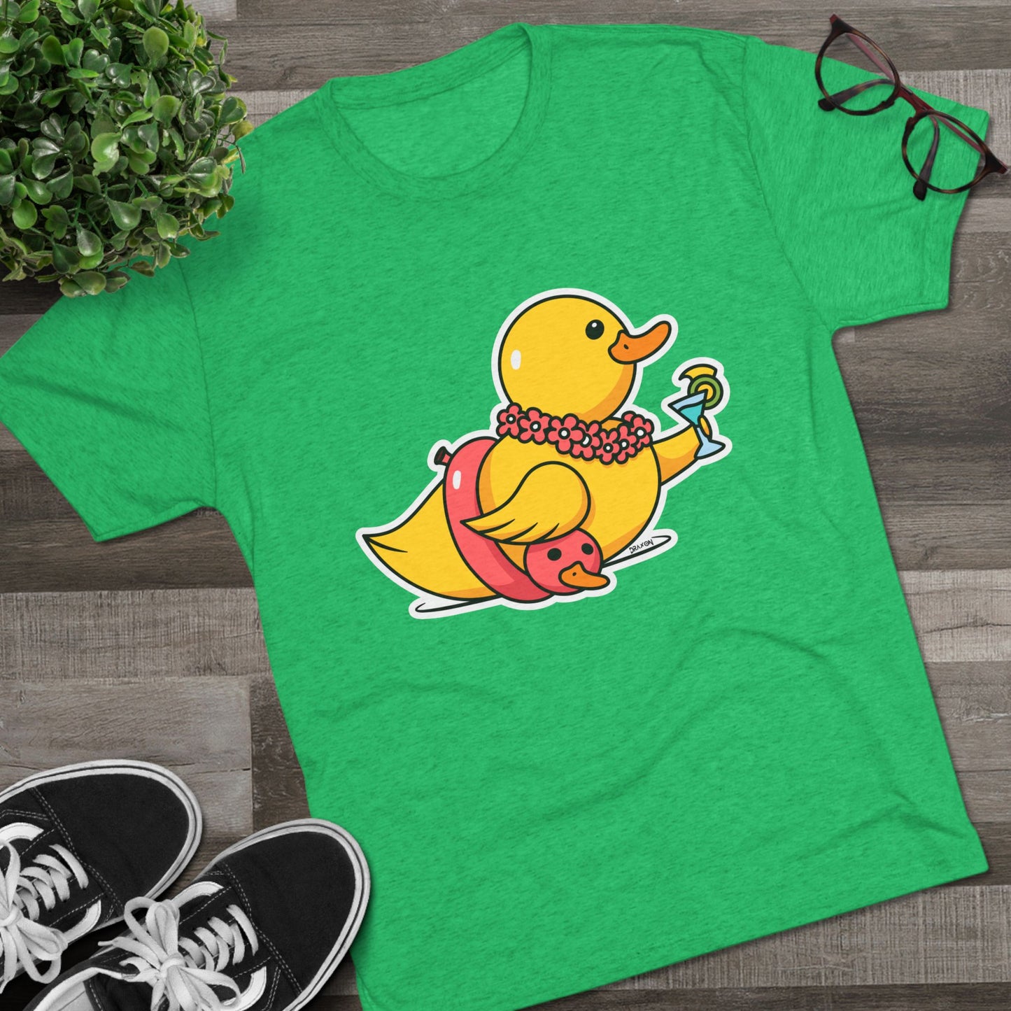 Unisex Tri-Blend Crew Tee (Tropical Duck)