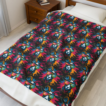 Velveteen Plush Blanket (Colorful Goat)