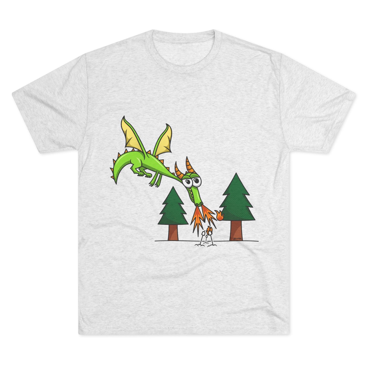 Unisex Tri-Blend Crew Tee (Flaming Dragon)