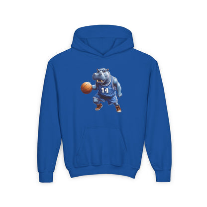 Youth Heavy Blend Hooded Sweatshirt (Hippo Baller)