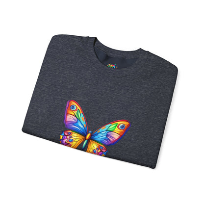 Unisex Heavy Blend™ Crewneck Sweatshirt (Colorful Butterfly)