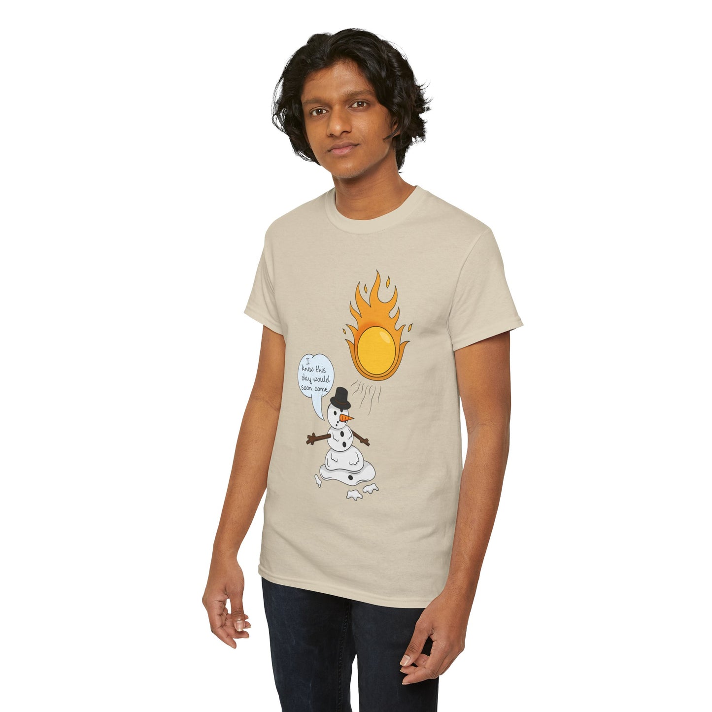 Unisex Heavy Cotton Tee (Melting Snowman)