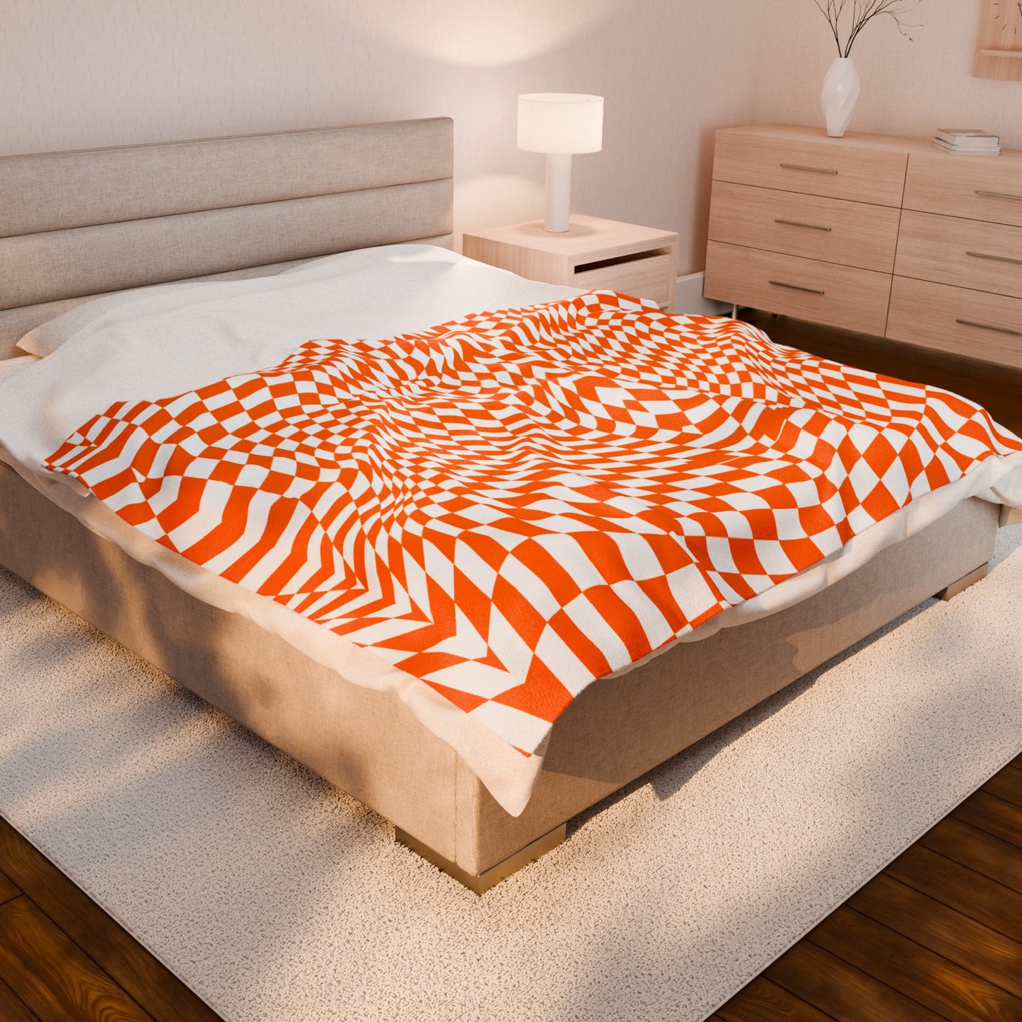 Velveteen Plush Blanket (Orange Pixels)