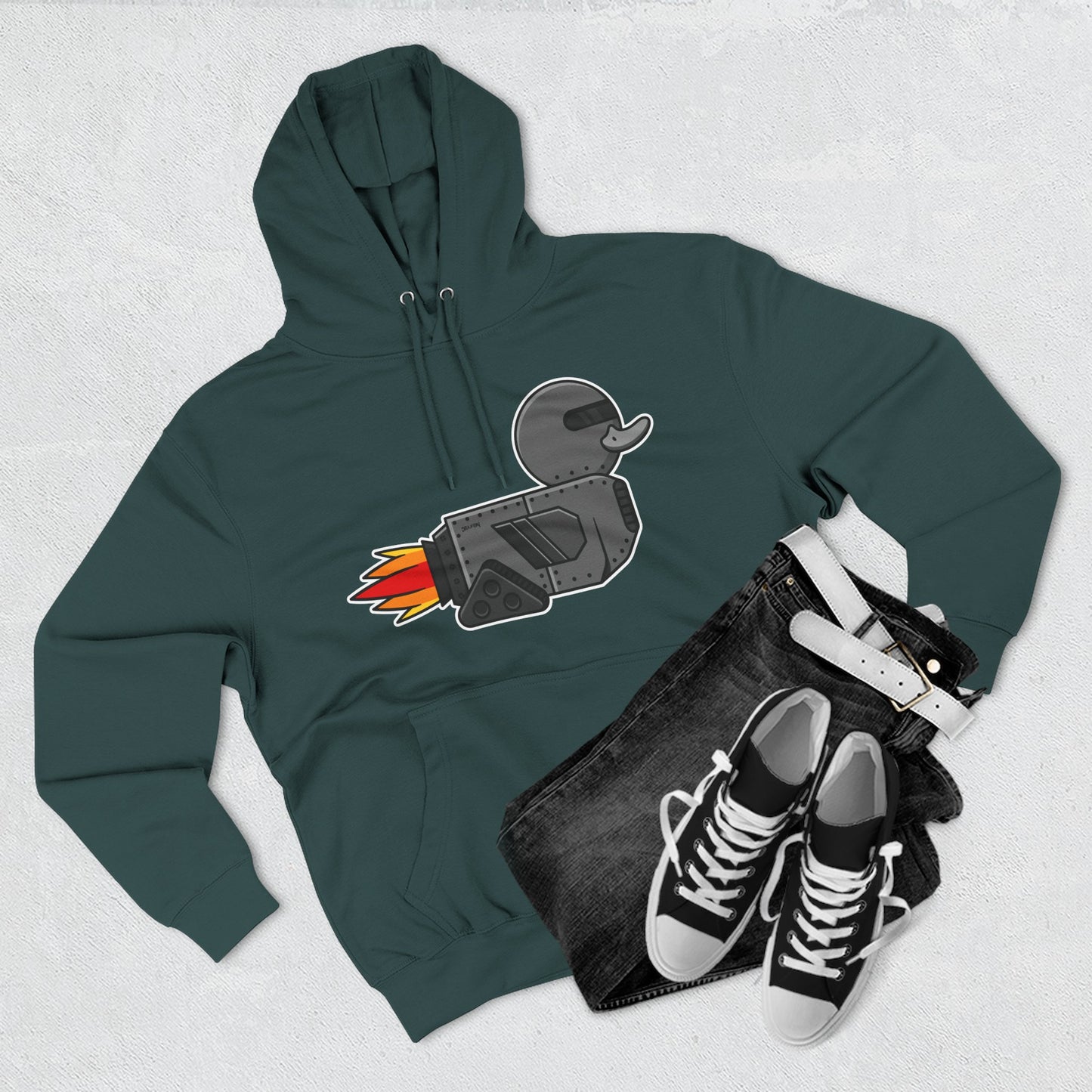 Three-Panel Fleece Hoodie (Robot Duck)