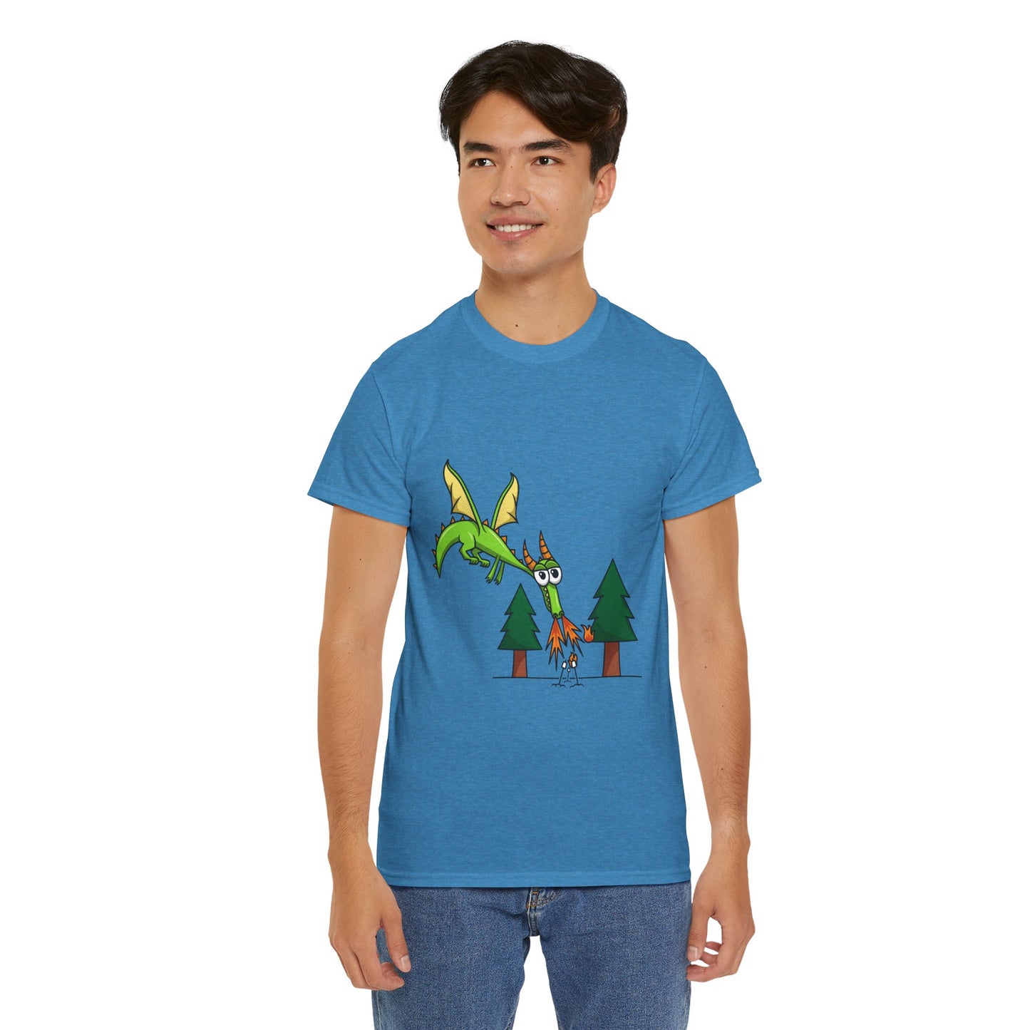 Unisex Heavy Cotton Tee (Flaming Dragon)