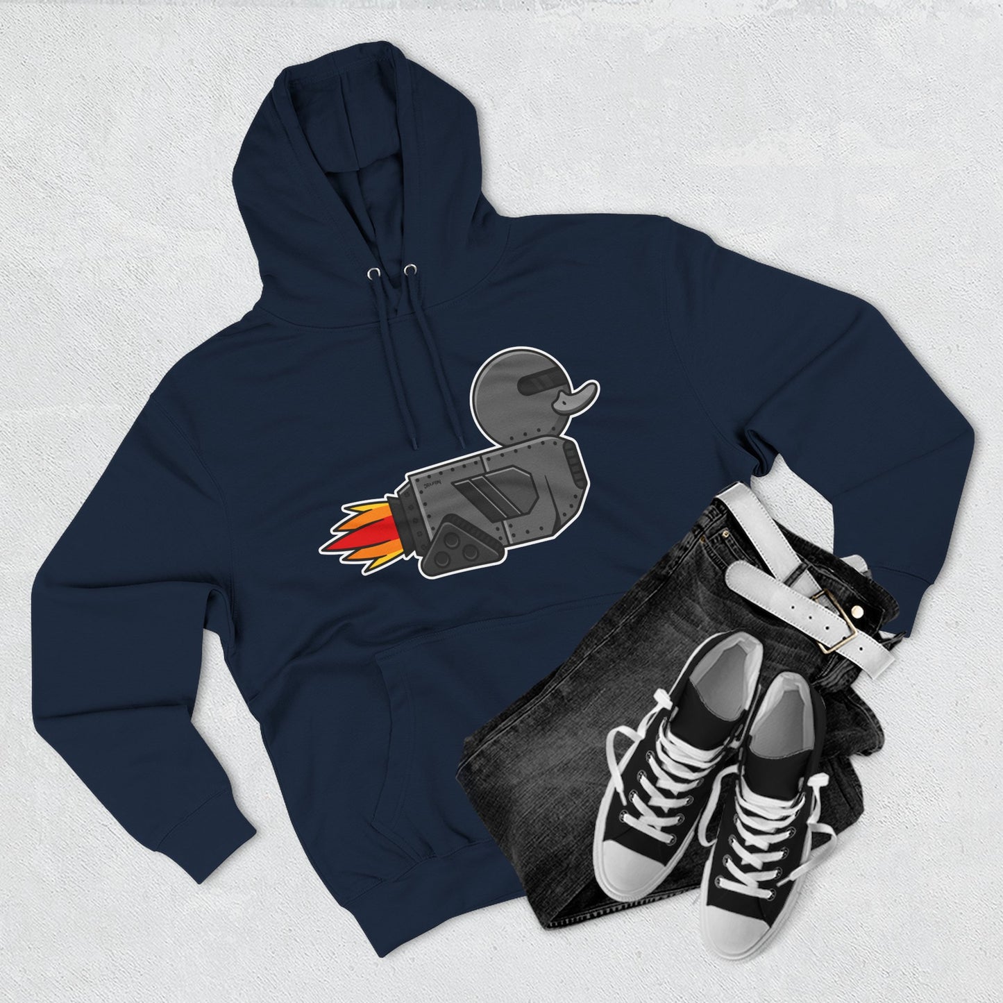 Three-Panel Fleece Hoodie (Robot Duck)