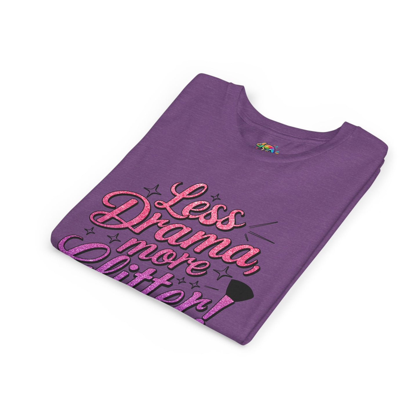 Youth Short Sleeve Tee (Less Drama, More Glitter) Fun T-shirt for Kids