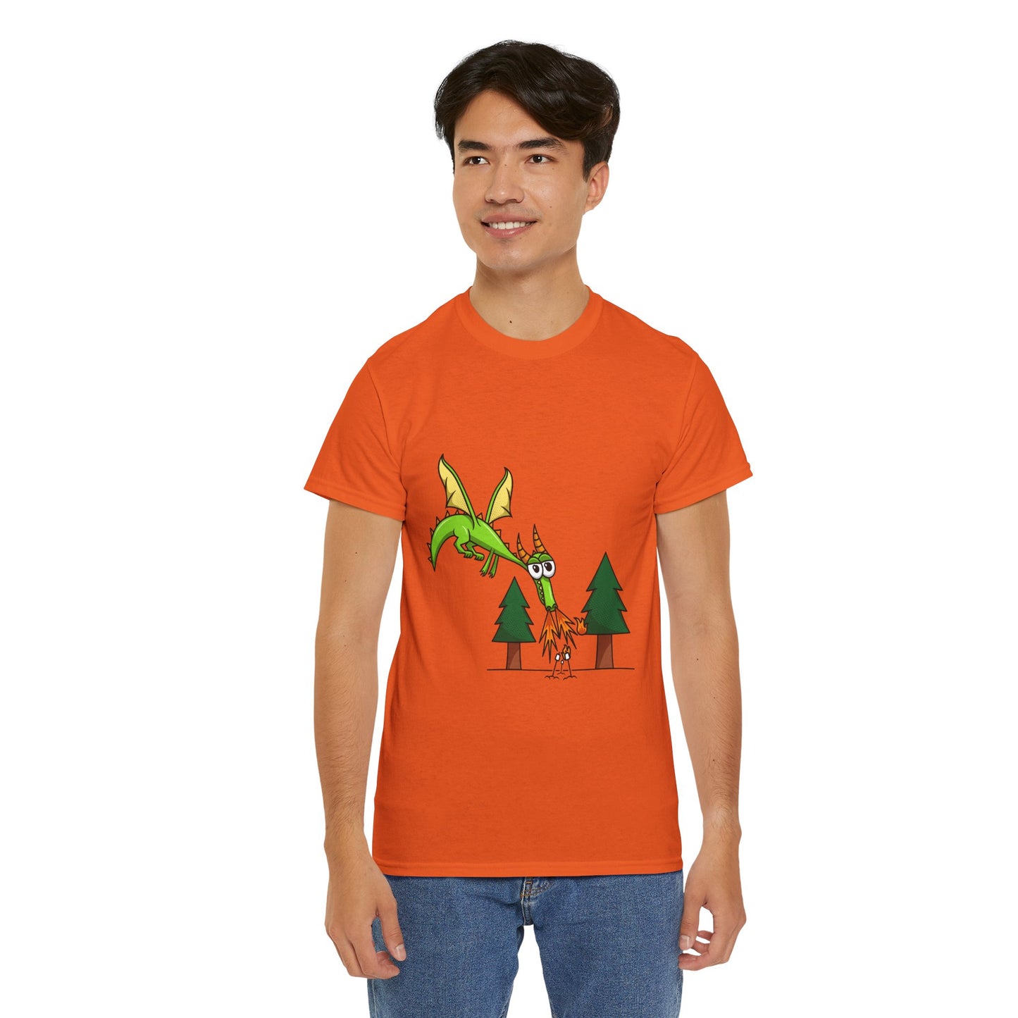 Unisex Heavy Cotton Tee (Flaming Dragon)