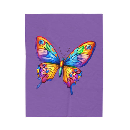 Velveteen Plush Blanket (Colorful Butterfly)