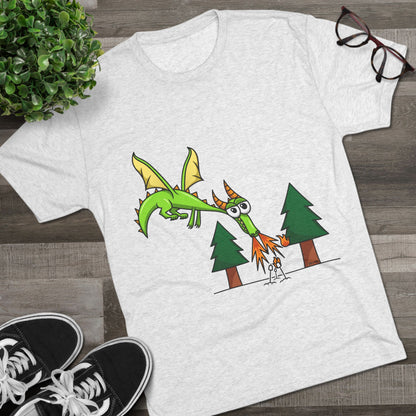 Unisex Tri-Blend Crew Tee (Flaming Dragon)