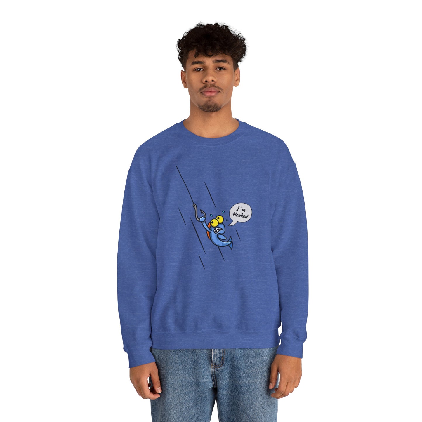 Unisex Heavy Blend™ Crewneck Sweatshirt (Fishing Hooked)