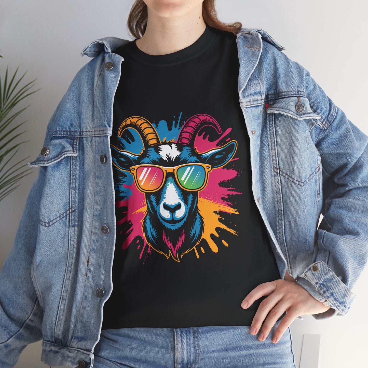 Unisex Heavy Cotton Tee (Colorful Goat)