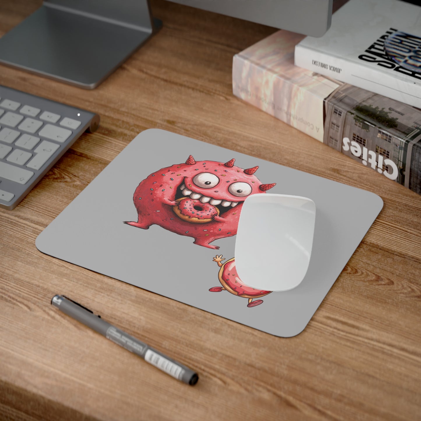 Desk Mouse Pad (Donut Monster eating Donut)