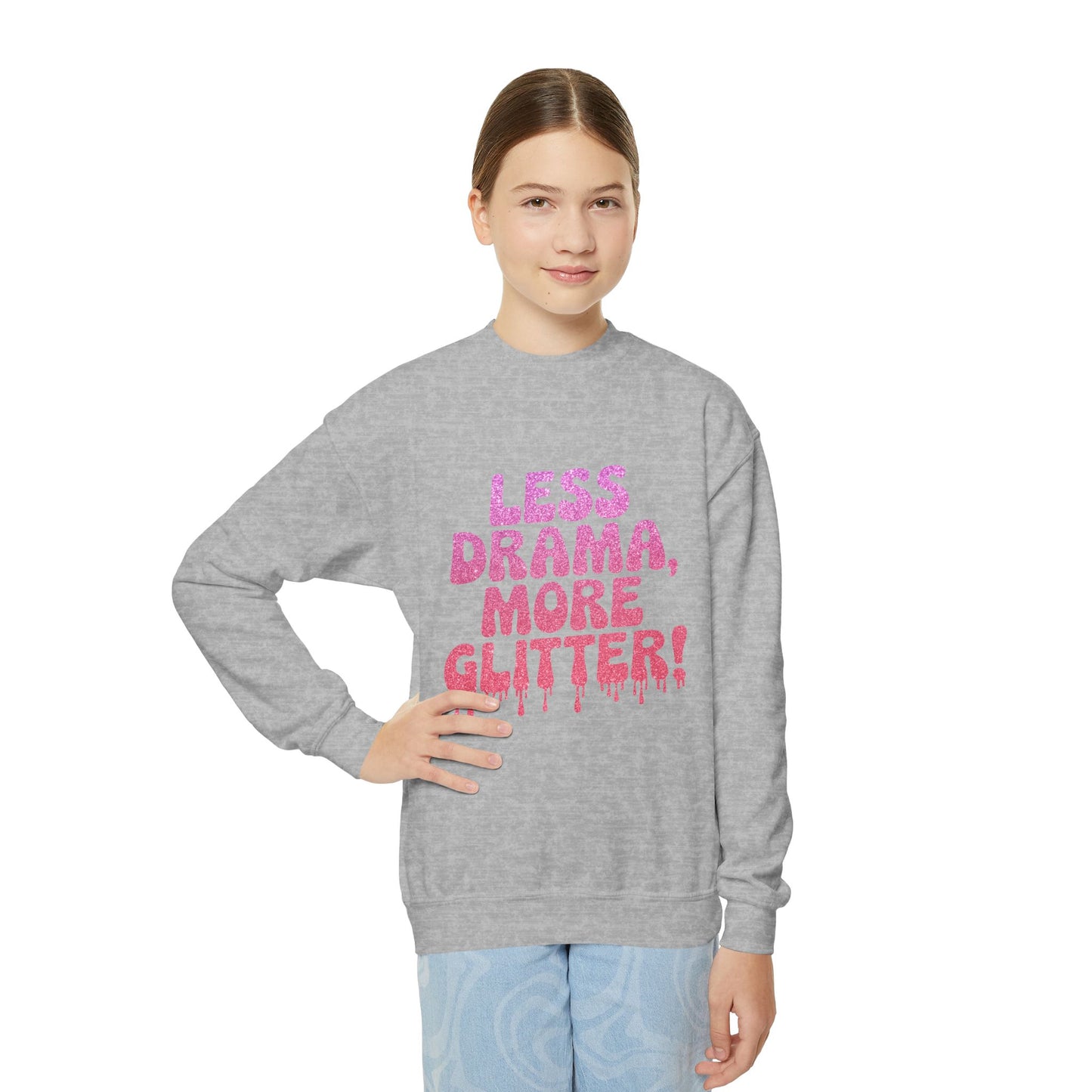 Youth Crewneck Sweatshirt (Less Drama, More Glitter)